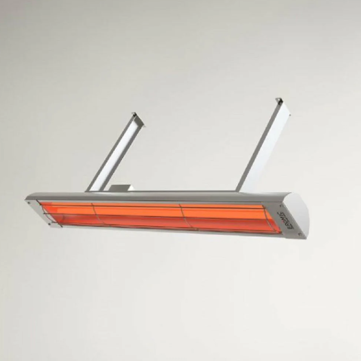 Calefactor Cobalt 4000 instalado en techo con soporte orientable, calefacción eficiente desde altura.