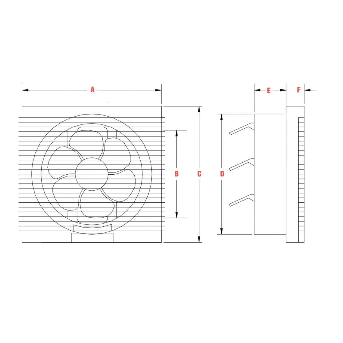 Extractor Helicocentrífugo HAE con medidas de cada punto