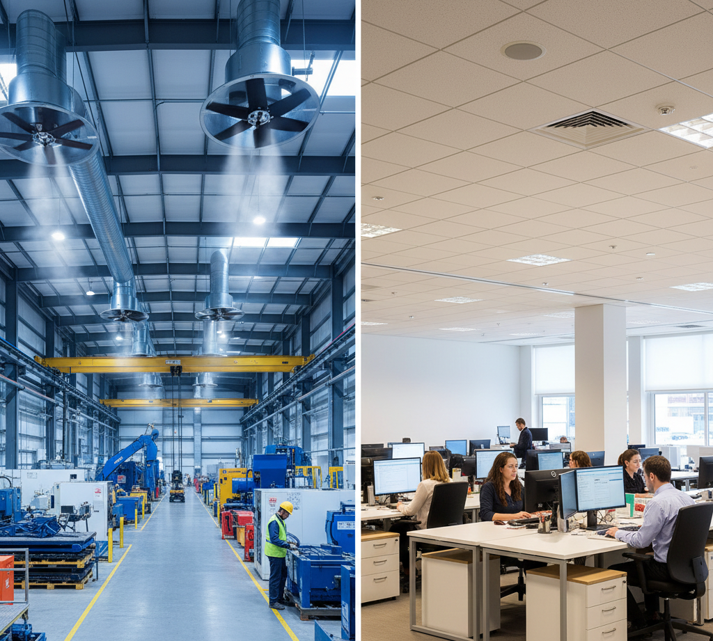 Ventilación industrial: por qué no es igual a la de oficinas