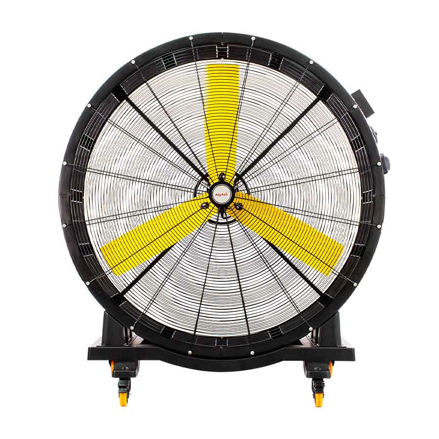 MYTEK| 3410 Ventilador Industrial Tipo Tambor 48", Amplia cobertura, Ruedas giratorias con frenos, Amplia cobertura