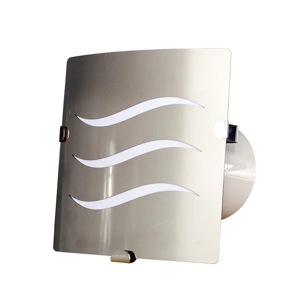 Extractor para baño Platino con luz 4″ satinado vista frontal