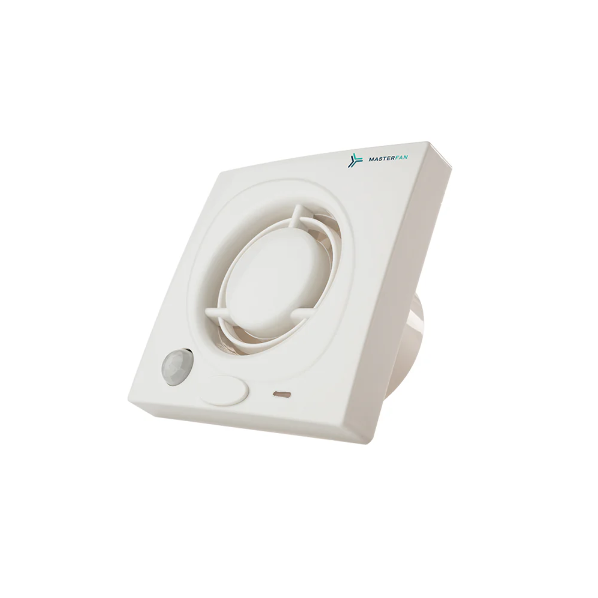 Extractor Masterfan blanco con sensor de activación automática para eliminar humedad y olores vista lateral