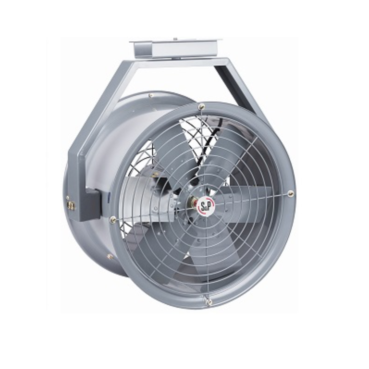Ventilador tubular Soler & Palau RBC de alto flujo colgante con alcance hasta 29 m